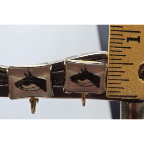 Vintage Horse Head Clip-On Earrings Equine Square Gift Glass Dome Equestrian - Picture 3 of 4